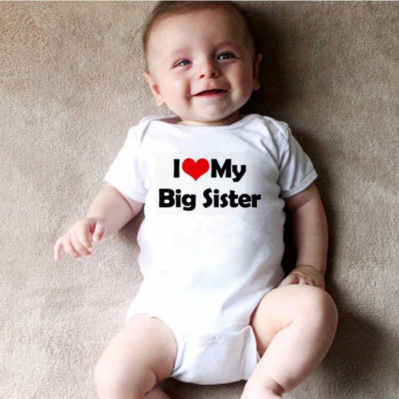 Одежда для новорожденных из хлопка с принтом «I LOVE MY SISTER», комбинезон для маленьких мальчиков, BR-1902