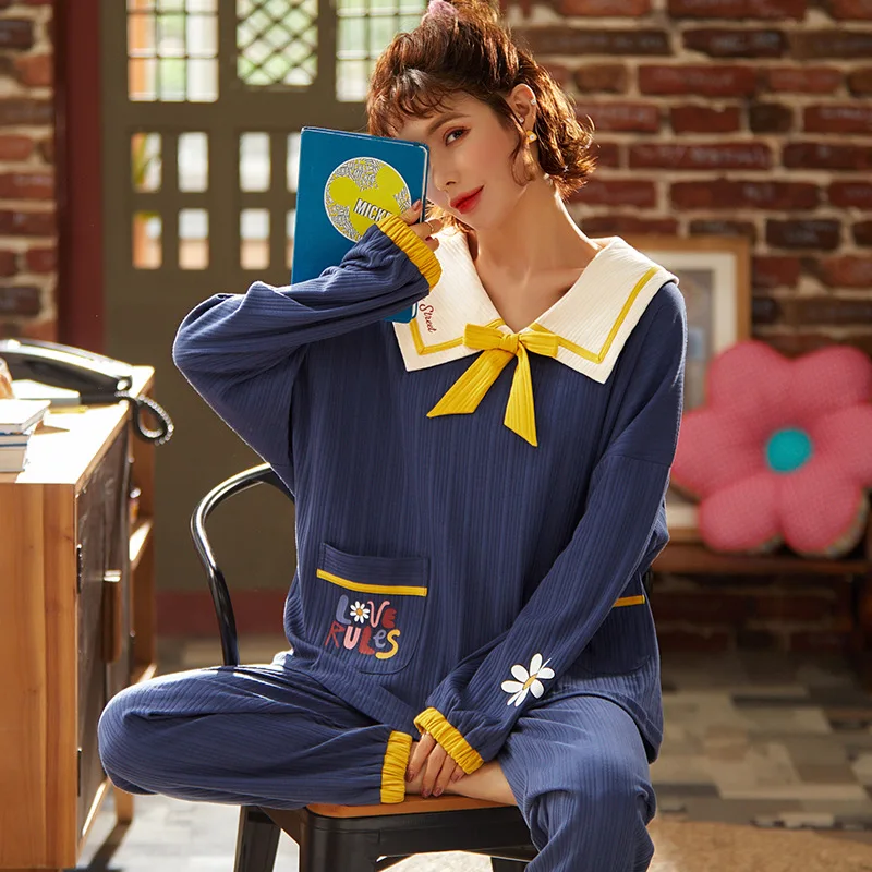 Pajamas Women Long Sleeve Princess Style Korean Autumn Winter New Baby Collar Household Women's Wear  Female Pyjamas  Sleep Tops