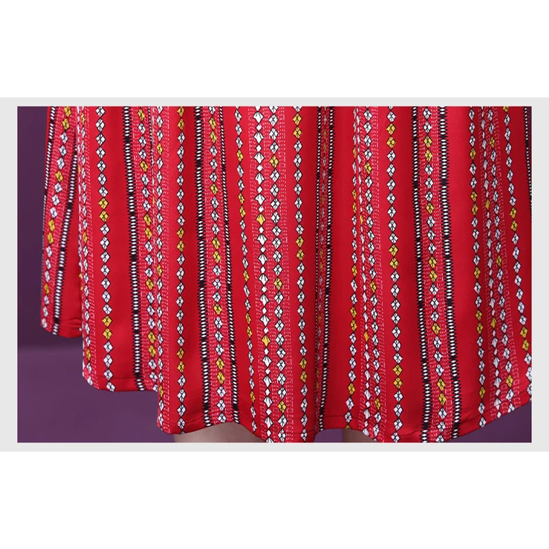 

Mother Loose Waist Dress Simple Wild V-neck Red Vestidos Short-Sleeved Thin Section Breathable Dress 2020 Summer L106