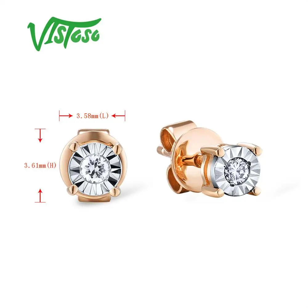 VISTOSO Pure 14K 585 двухцветные Золотые сверкающие иллюзии набор чудо пластины алмазные серьги для женщин модные трендовые ювелирные изделия