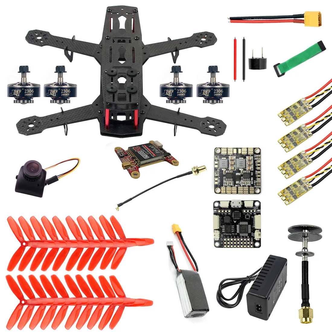 250 полный комплект DIY FPV Drone Camera Quadcopter мм рамка из углеродного волокна F3 FC Flycolor Raptor