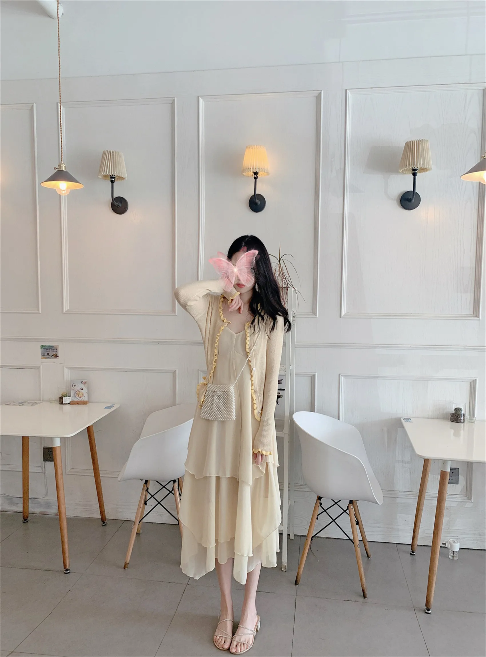 

-fit Top Lamb Wool Was Thin Frilled Knit Cardigan Temperament by Age-style Slim 2022 New Early Autumn Women 's Cn(origin) V-neck