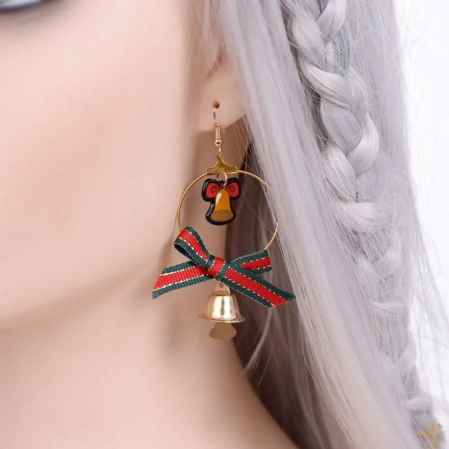 Рождественская Снежинка Jingle Bell Украшение Висячие серьги Модные богемные длинные