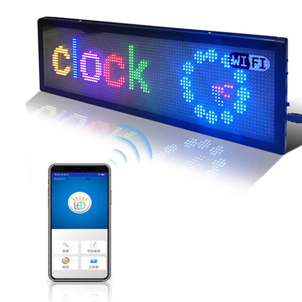20*6 дюймов P5mm Rgb полноцветная светодиодная вывеска 12v Wifi программируемая