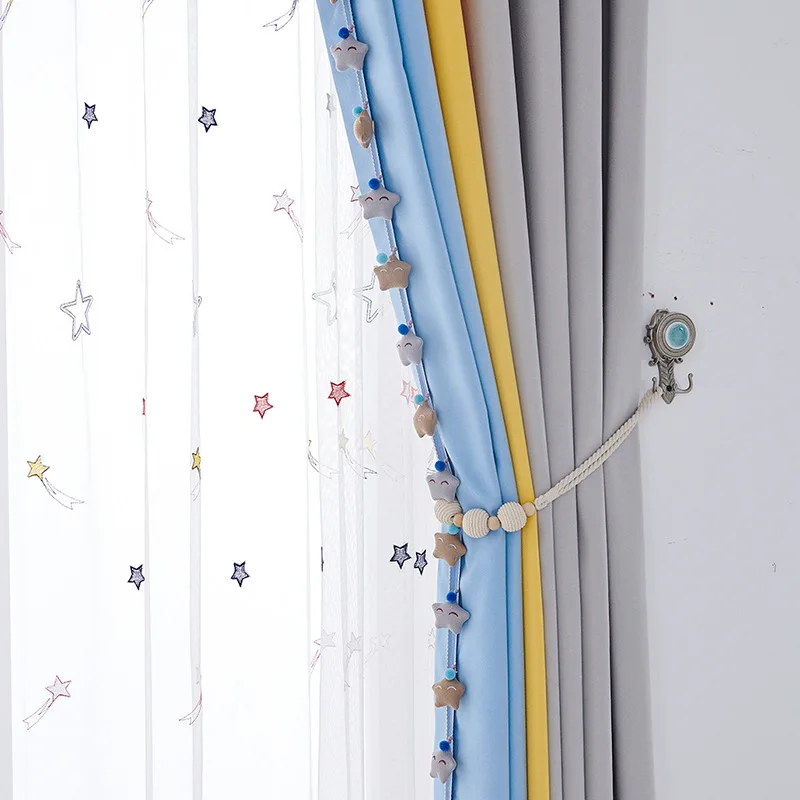 Детская комната черный медведь мультфильм занавеска спальня детская