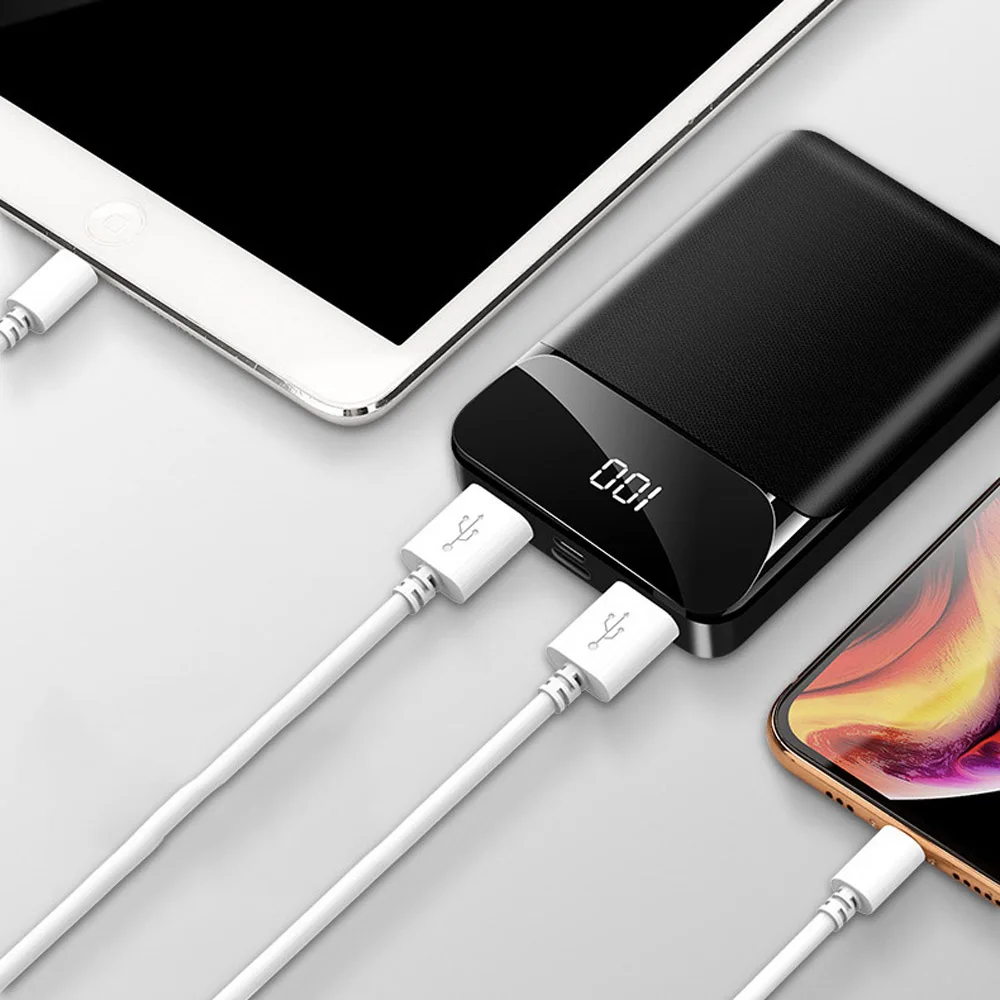 Бейки 10000 мА/ч два USB выхода LED дисплей быстрой зарядки Power Bank чехол для смартфона
