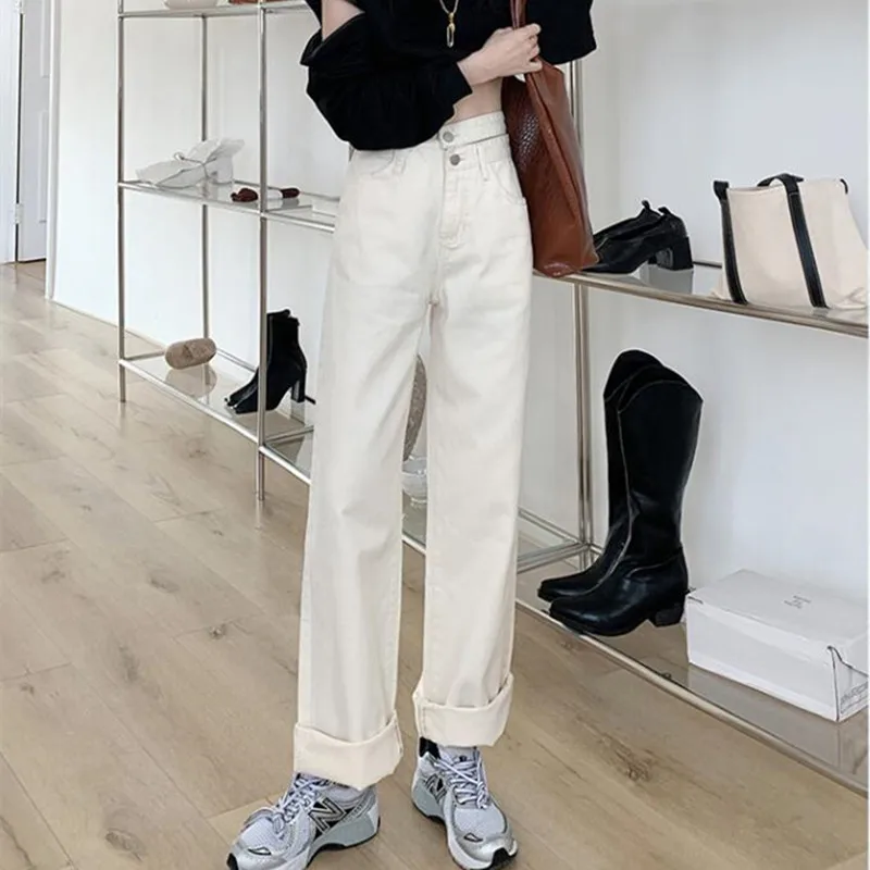 

Woman Jeans High Waist Clothes Wide Leg Denim Clothing Blue Streetwear Vintage Quality 2021 Fashion Harajuku Straight Pants