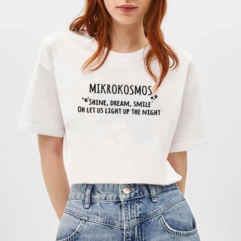 

Mikrokosmos Футболка с принтом Femme o-образным вырезом хлопковая футболка с коротким рукавом женские черные белые летние свободные футболки для же...