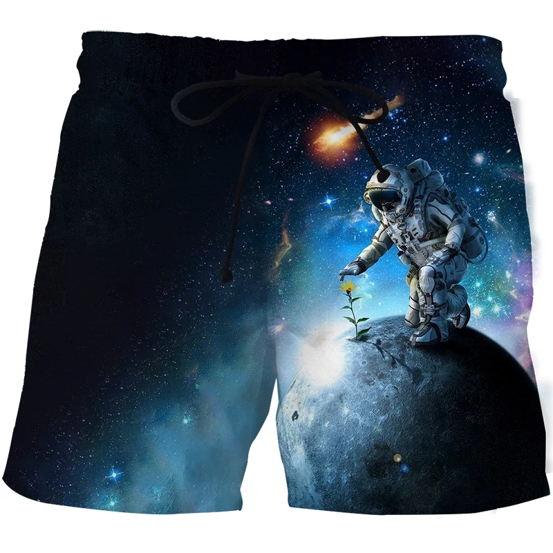

Новое поступление, пляжные шорты с 3D-принтом супер астронавта, мужские спортивные штаны для тренажерного зала, Летние повседневные шорты дл...
