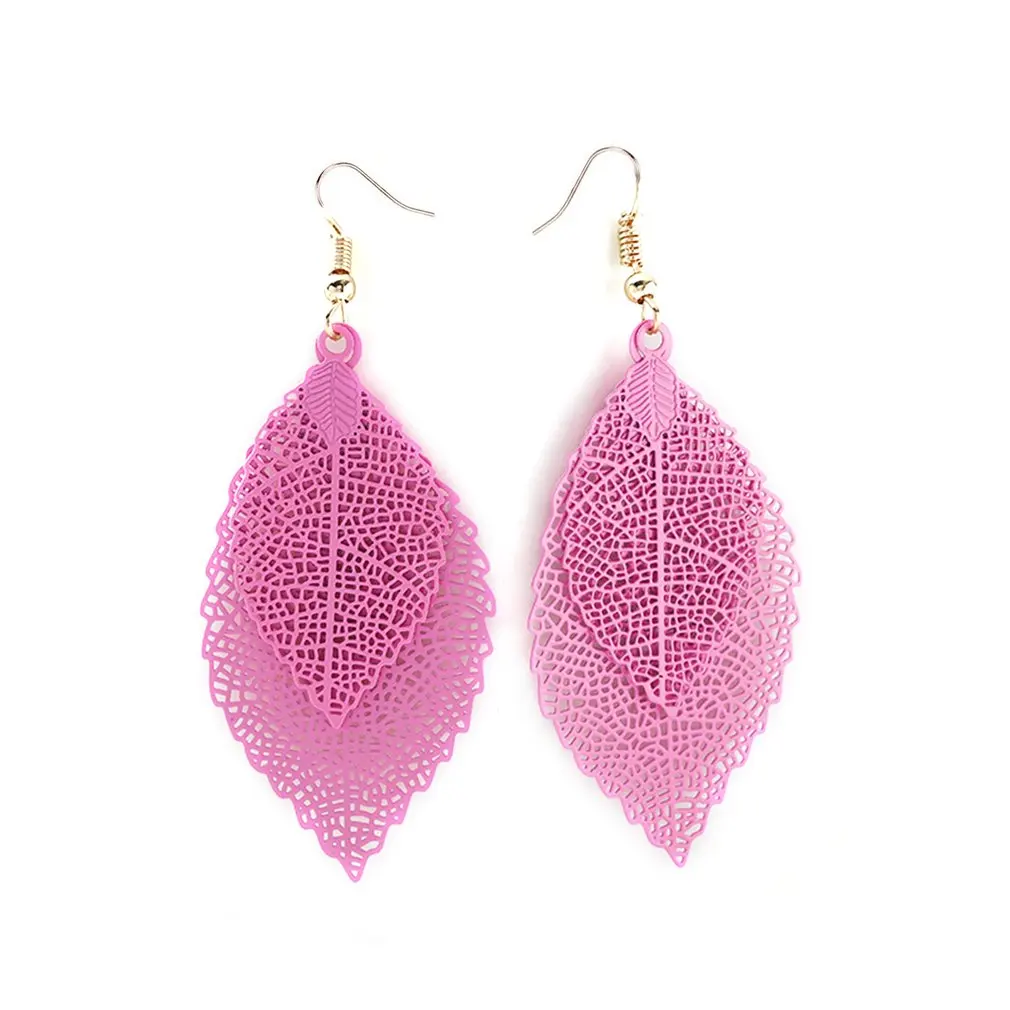 Новые полые большой лист форма серьги подвески Уникальный Длинные свободные