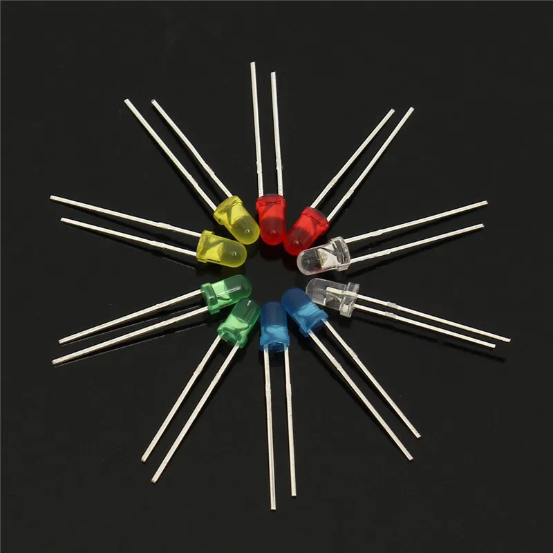 400pcs/Lot 3MM Led Kit With Box Mixed Color Red Green Yellow Blue White Light Emitting Diode Assortment 20PCS Each | Лампы и освещение