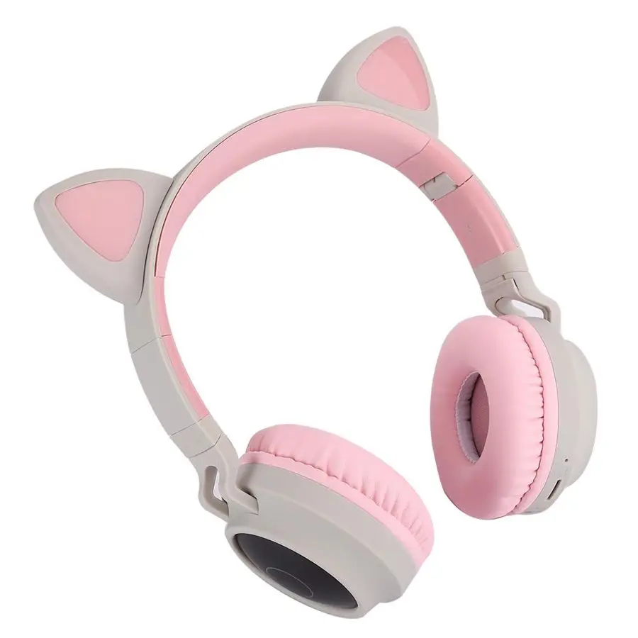 Наушники с кошачьими ушками Bluetooth 5 0 светодиодный шумоподавление милые наушники