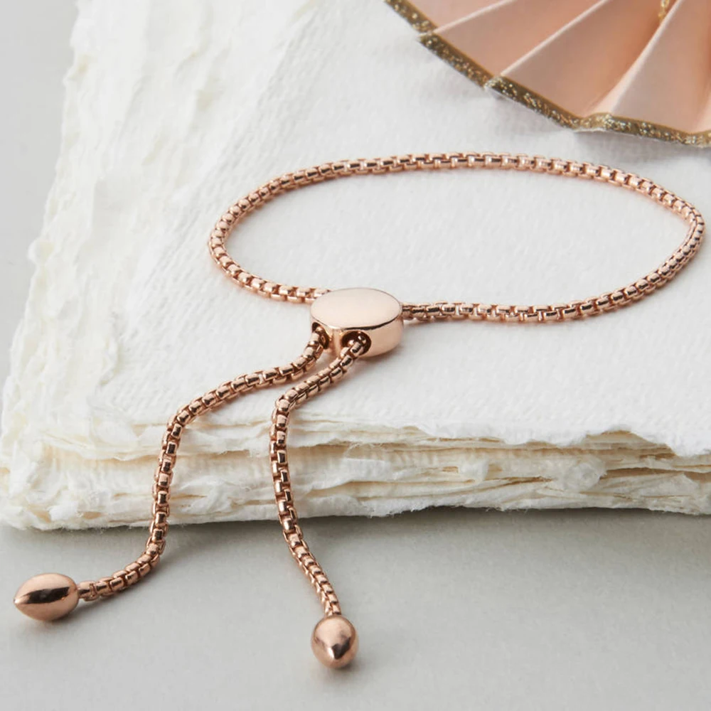 Браслет цепочка из нержавеющей стали с жемчугом цвет розового золота 316|Браслеты