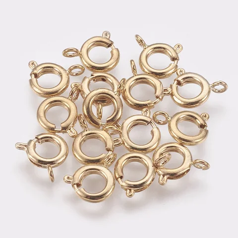 20 шт., 10 мм позолоченные латунные Пружинные застежки-кольца, застежки-соединители для ожерелья, браслета, аксессуары для изготовления ювелирных изделий своими руками