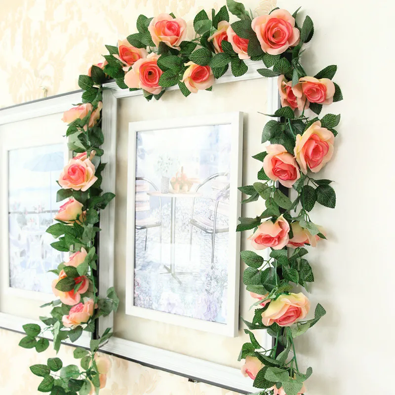 Искусственные розы цветы Цветочная Гирлянда для дома офиса свадьбы вечеринки