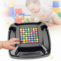 fun rainbow ball matching toy colorful puzzle chess board game with 80pcs colored beads intelligent brain game educational toy