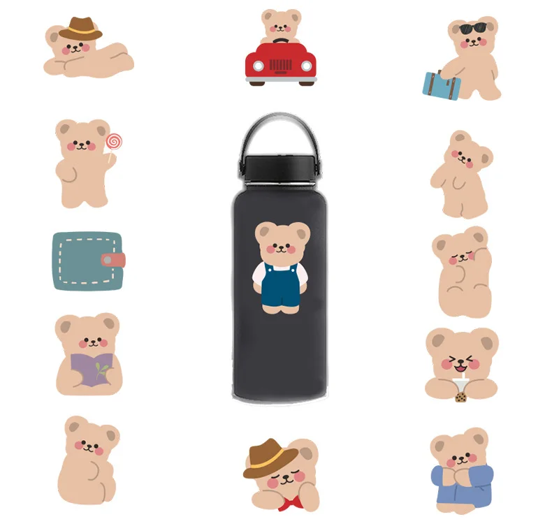 

50pcs Cute Travel Bear Stickers Scrapbooking Decorative Sticker Korean DIY Diary Album Stick Label Kawaii Stationery