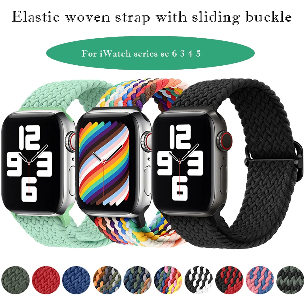 

Braided Solo Loop For Apple watch band 44mm 40mm 38mm 42mm iWatch series se 6 3 4 5 strap Nylon Adjustable Elastic belt bracelet
