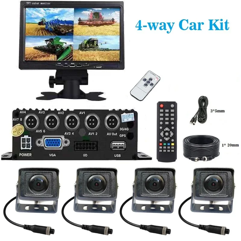 4 комплекта 2MP 1080P камеры с 1920*1080P 4-канальный 64 Гб SD DVR+ " HD VGA ЖК-экран монитор для Авто Грузовик Автобус набор транспортных средств