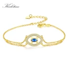 Браслеты из серебра 925 пробы для женщин, браслет с подвеской от сглаза, голубой CZ, желтое золото, ювелирные изделия, Мои Заказы на Aliexpress