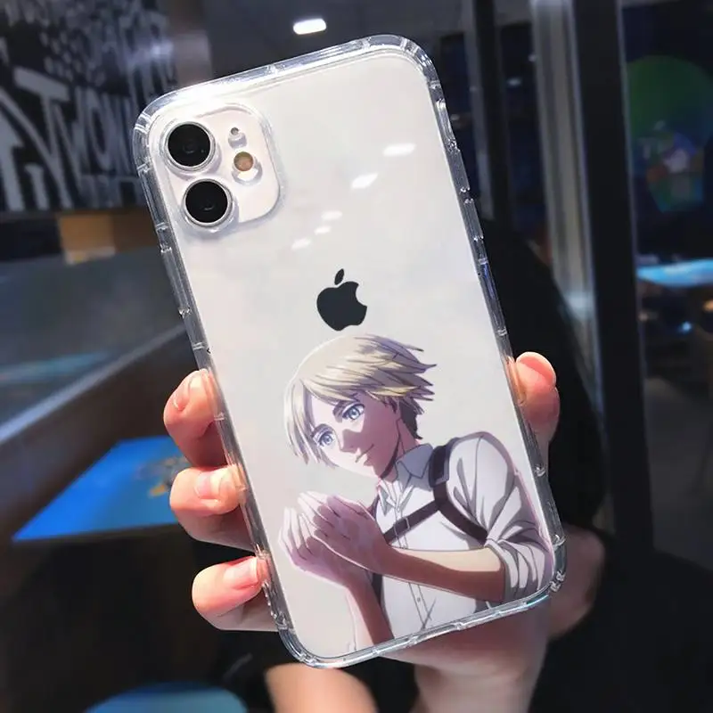 

Armin Arlert Attack on Titan Phone Case Transparent for iPhone 11 12 mini pro XS MAX 8 7 6 6S Plus X 5S SE 2020 XR