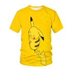 Новая модель; Женскиемужскиепуловер с круглым вырезом; Повседневная одежда милый покемон Пикачу, летняя футболка для маленьких мальчиковс сеткой для девочки красного цвета с короткими рукавами мягкая тенниска 2021