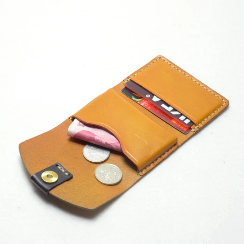 Винтажная кредитница из дубленой воловьей кожи для мужчин и женщин бумажник