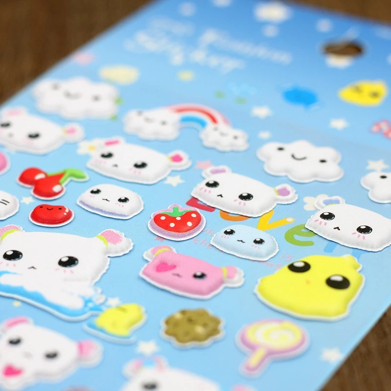 Детская Наклейка s Puffy наклейка для детей Bubble Kawaii Мультяшные животные фрукты номер Единорог DIY наклейка для ноутбука s игрушки для девочек 1 шт