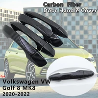 4 pcs exterior gloss black carbon fiber door handle cover catch trim car cap accessories for vw volkswagen golf 8 mk8 2020 2021