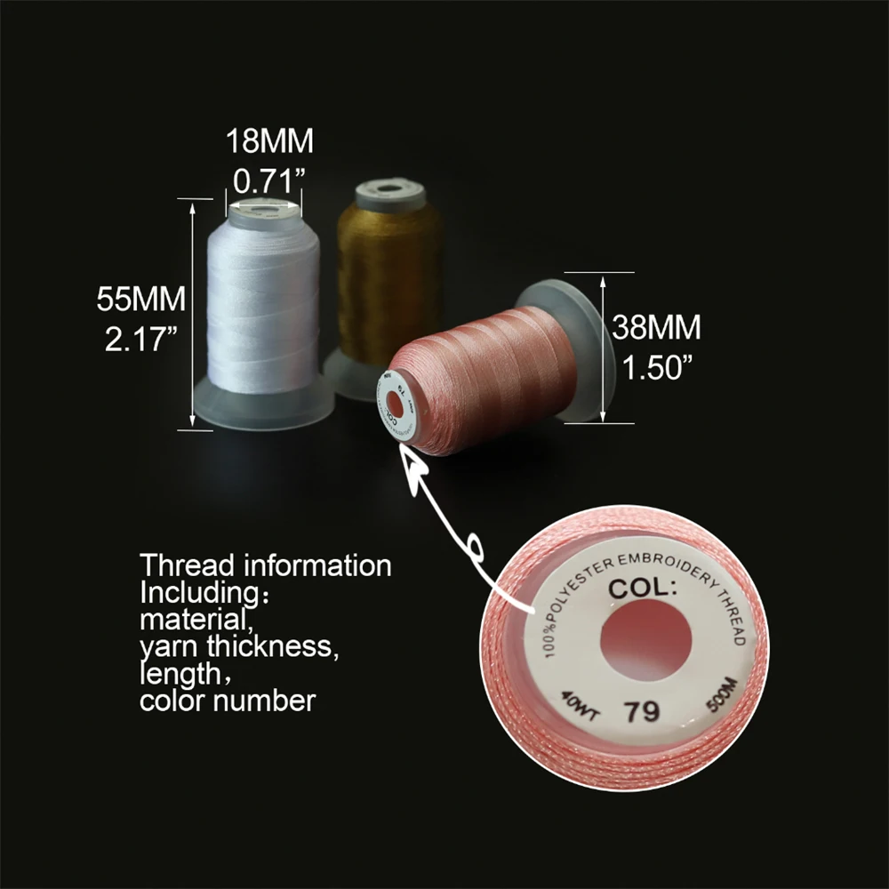 63 Цвета Brother Высококачественная вышивальная машина из полиэстера 500 м (550Y) каждая