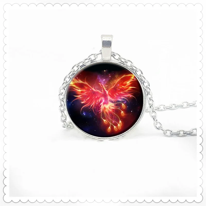 Ожерелье с подвеской в виде пламени Феникса жар-птицы 25 мм круглая подвеска новое