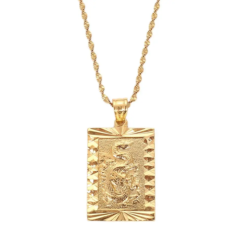 Ожерелье с подвеской благоприятный дракон золотой цвет украшения талисманы