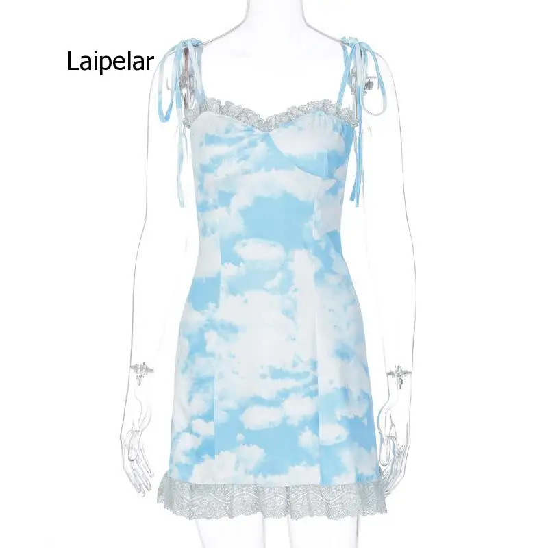 

Lace Up Sleeveless Lace Dress Women's 2021 New Fresh and Loose Skirt Women's Wear Spring and Summer