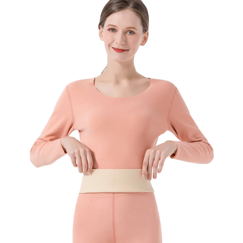

2021 new double-sided two-color seamless German velvet thermal underwear women's suit plus velvet thick silkworm self-heating la