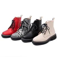 2020 women shoes spring women short boots round head lace up british style women boots red student shoes