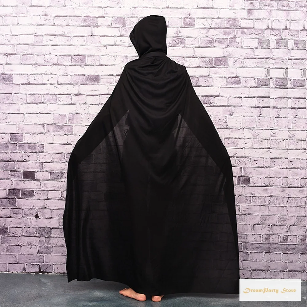 Черный плащ с капюшоном на Хэллоуин накидка волшебника вампира ведьмы