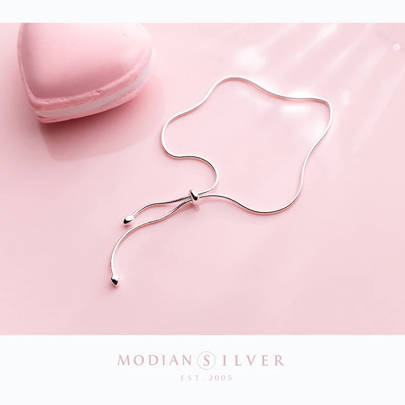 Modian минимализм Стерлинговое Серебро 925 браслет для женщин Регулируемый Шарм