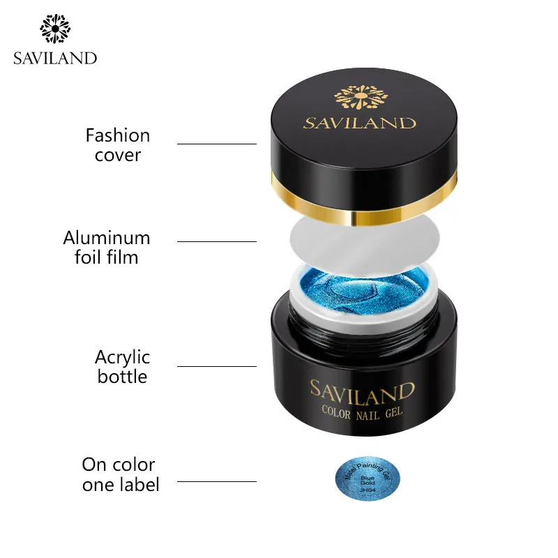 SAVILAND 3D Рисунок металлик гель лак для ногтей 6 мл рисунок Золотой Серебряный