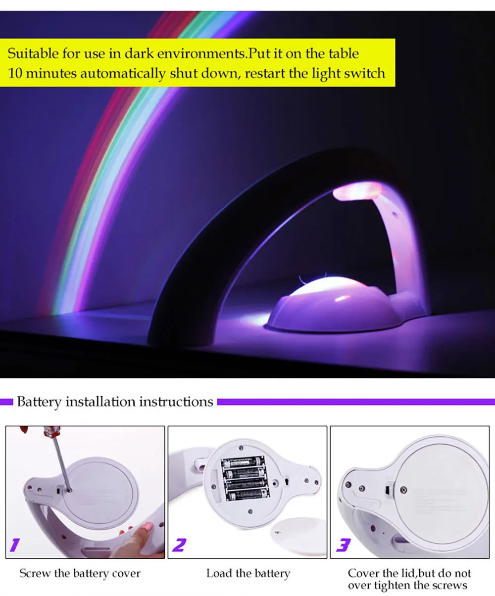 Радужный проектор, Ночной светильник, 2 режима, портативный, 5LED, цветная лампа, волшебный романтический светильник s для детей, настольное украшение, настольная лампа