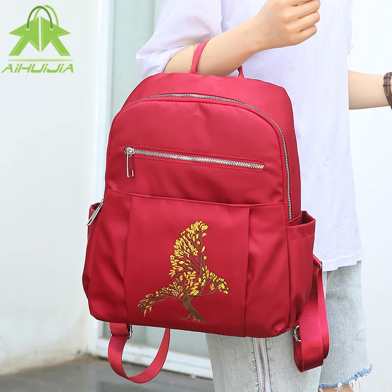 

Fashion Embroidery Backpack High Quality Waterproof Oxford Cloth Women Shoulder Bags Large Capacity Women Casual Travel Backpack