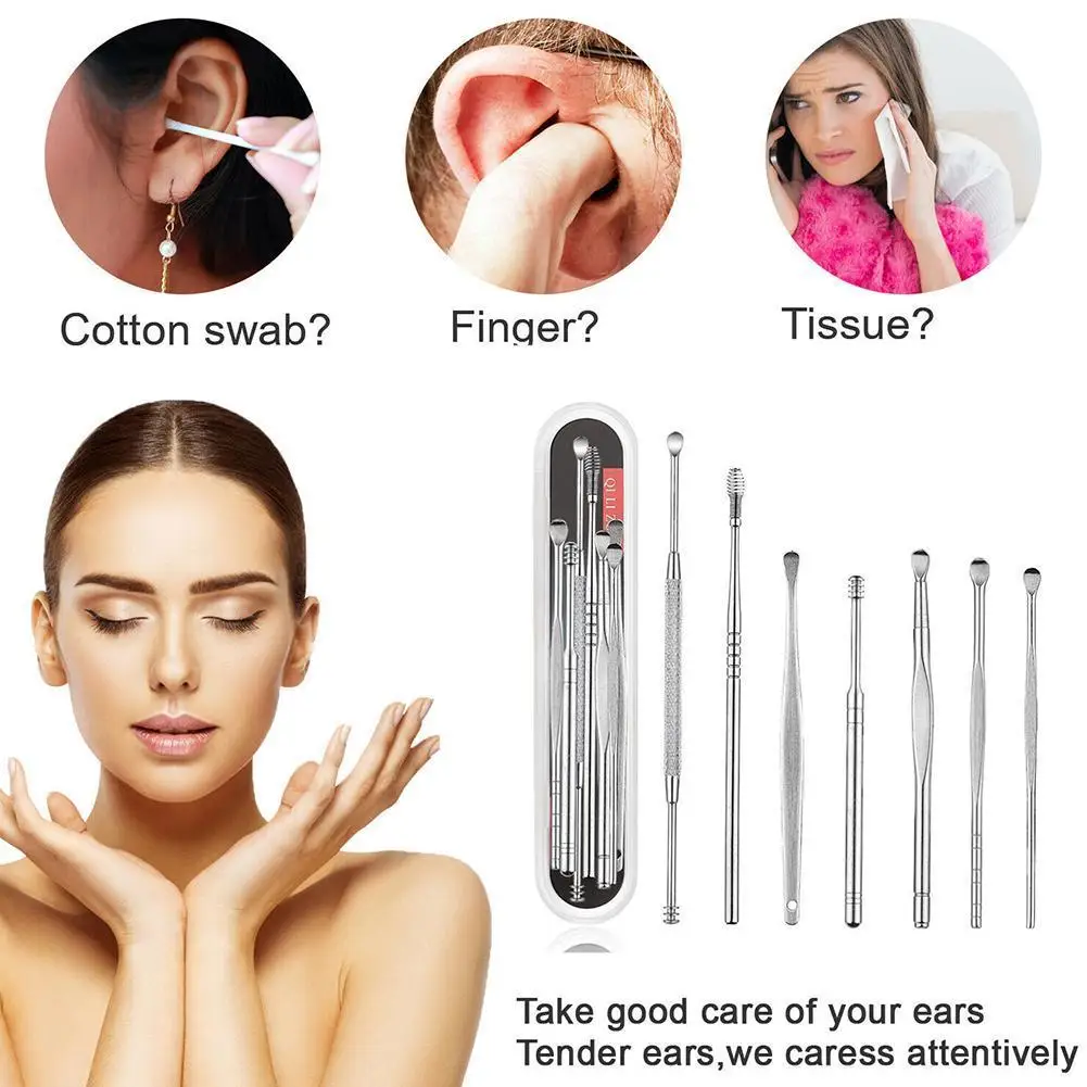 

7Pcs/set Practical Ear Wax Pickers Earpick Wax Remover Curette Ear Pick Cleaner Ear Cleaner Spoon Care Ear Clean Tool