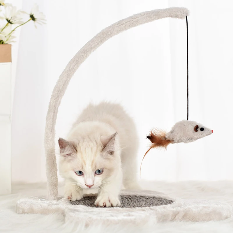 

Cat Scratcher Scratching Mat Sisal Cat Scratcher Mat with Haning Mouse Toy L9