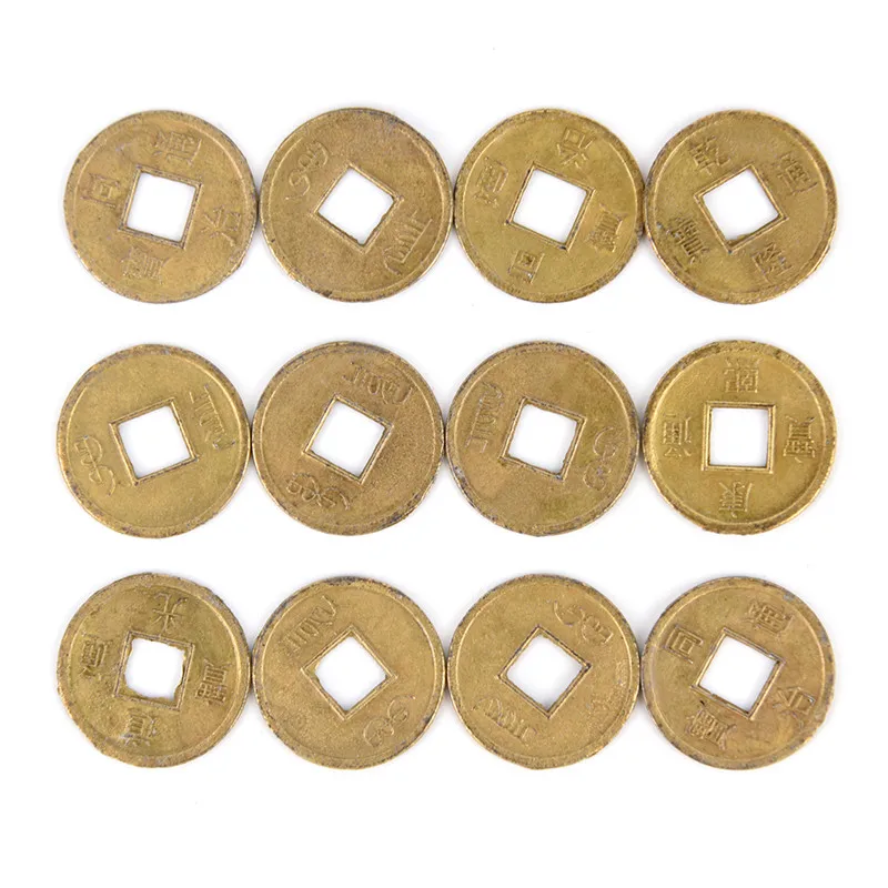 

100Pcs/pack Chinese Ancient Feng Shui Lucky Coin Dragon and Phoenix Antique Wealth Money Good Fortune Home Car Decor 10mm
