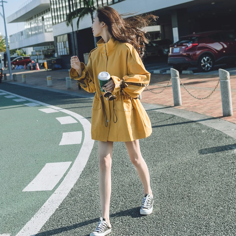 

Women Coats And Jackets Windbreaker Harajuku Plus Size 2020 Autumn Winter Long Sleeve Thin Coat Oversize Drawstring Overcoat