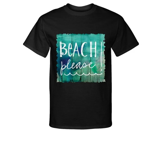 

Пожалуйста, пляж! Летняя Праздничная футболка, футболка с круглым вырезом и коротким рукавом, летняя модная свободная забавная футболка для...
