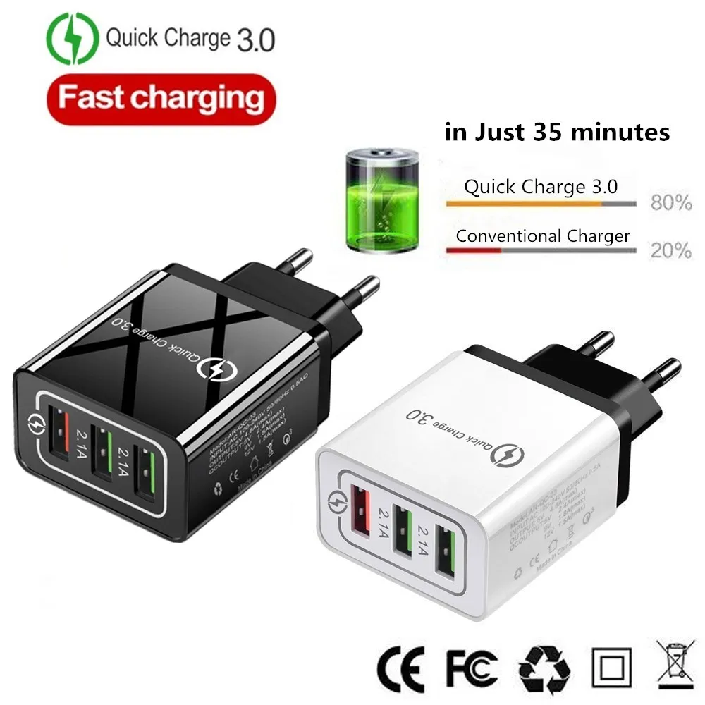 Быстрое зарядное устройство Usb зарядное устройство Quick Charge 3,0 EU/US зарядное устройство для телефона настенное зарядное устройство для Apple iphone X samsung huawei Xiaomi зарядное устройство