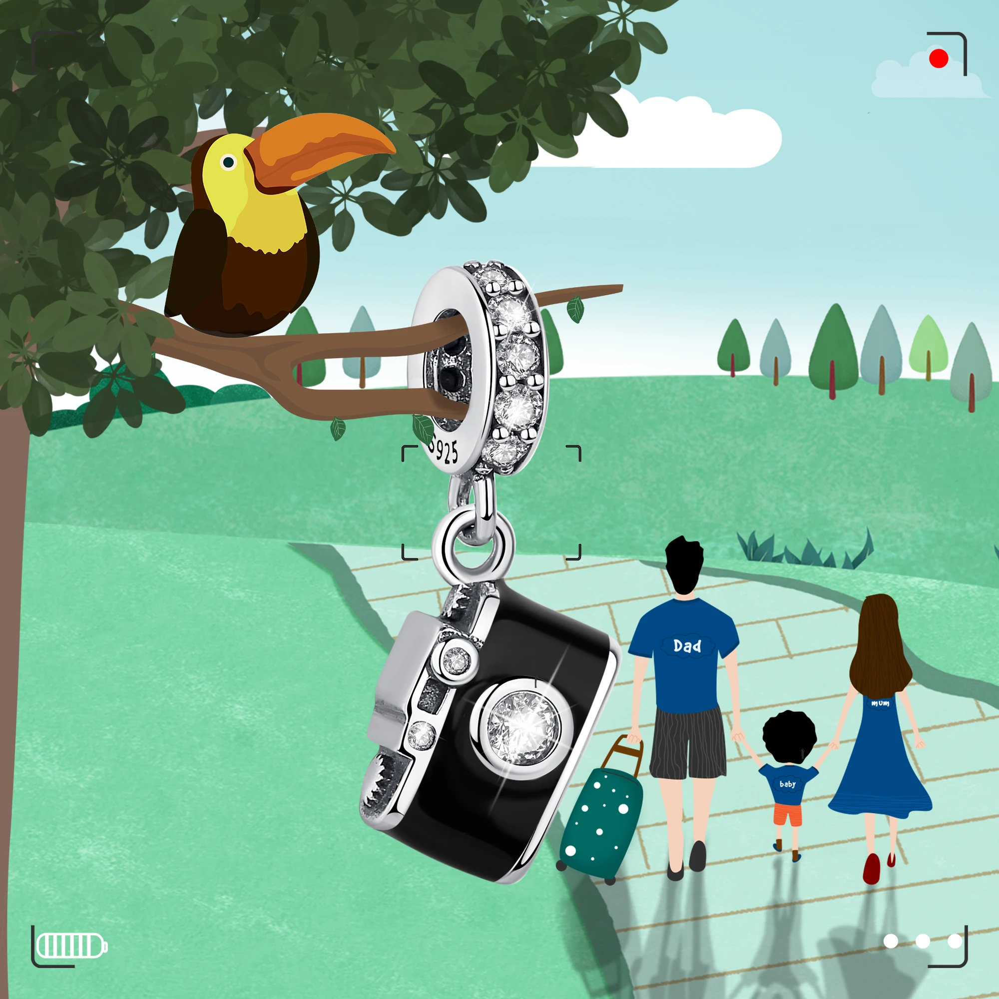 Искусственные серебряные бусины-шармы для путешествий чемоданов камер карт мира