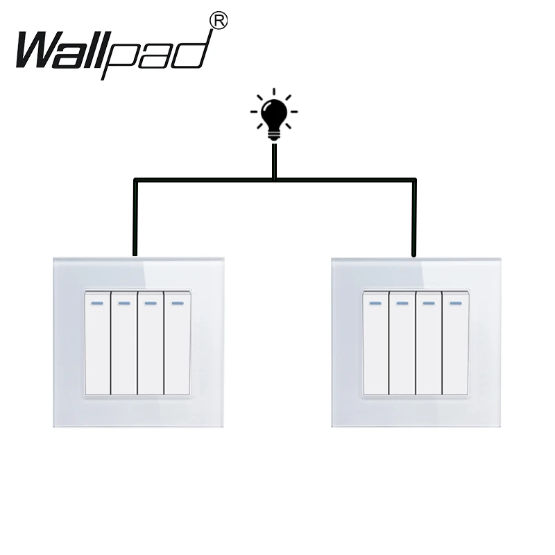 4 клавиши 2 Way Wallpad белая панель из закаленного стекла 110 250 В переключателя