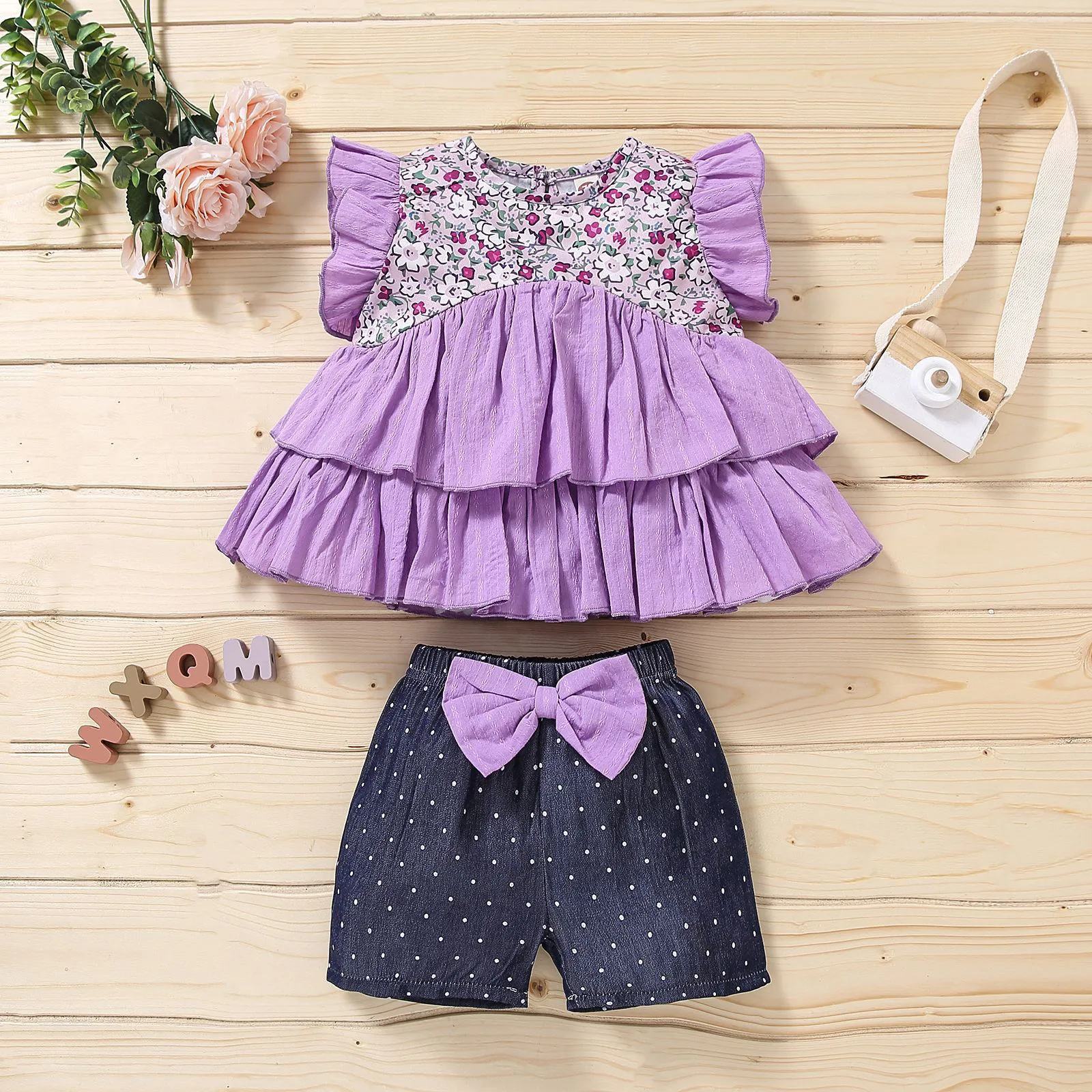 Для маленьких девочек одежда для детей ясельного возраста с украшением в виде