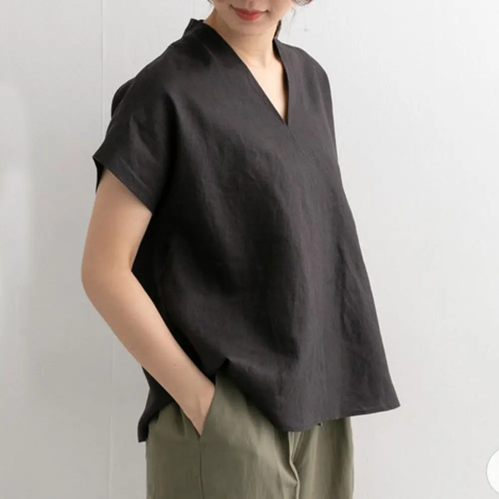 Женская Повседневная Однотонная футболка в Корейском стиле с коротким рукавом и